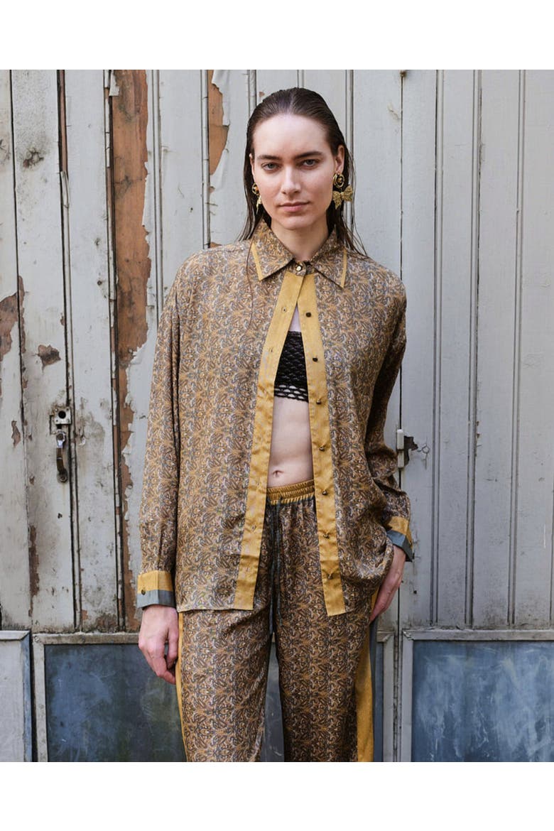 Paisley Motif Long Sleeve Shirt, Alternate, color, Mustard