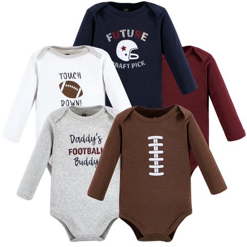 Five-Piece Collection of Long-Sleeve Cotton Bodysuits