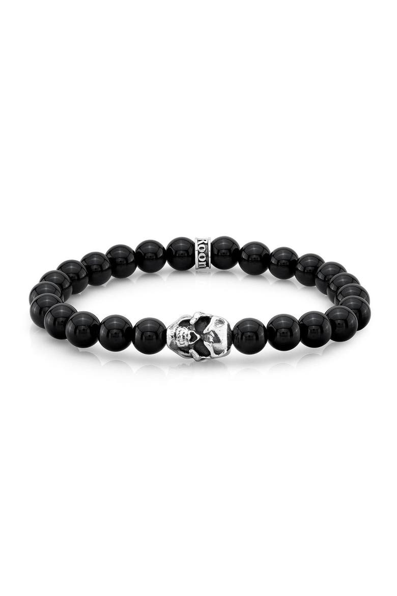 Skull Bead Bracelet, Main, color, Black