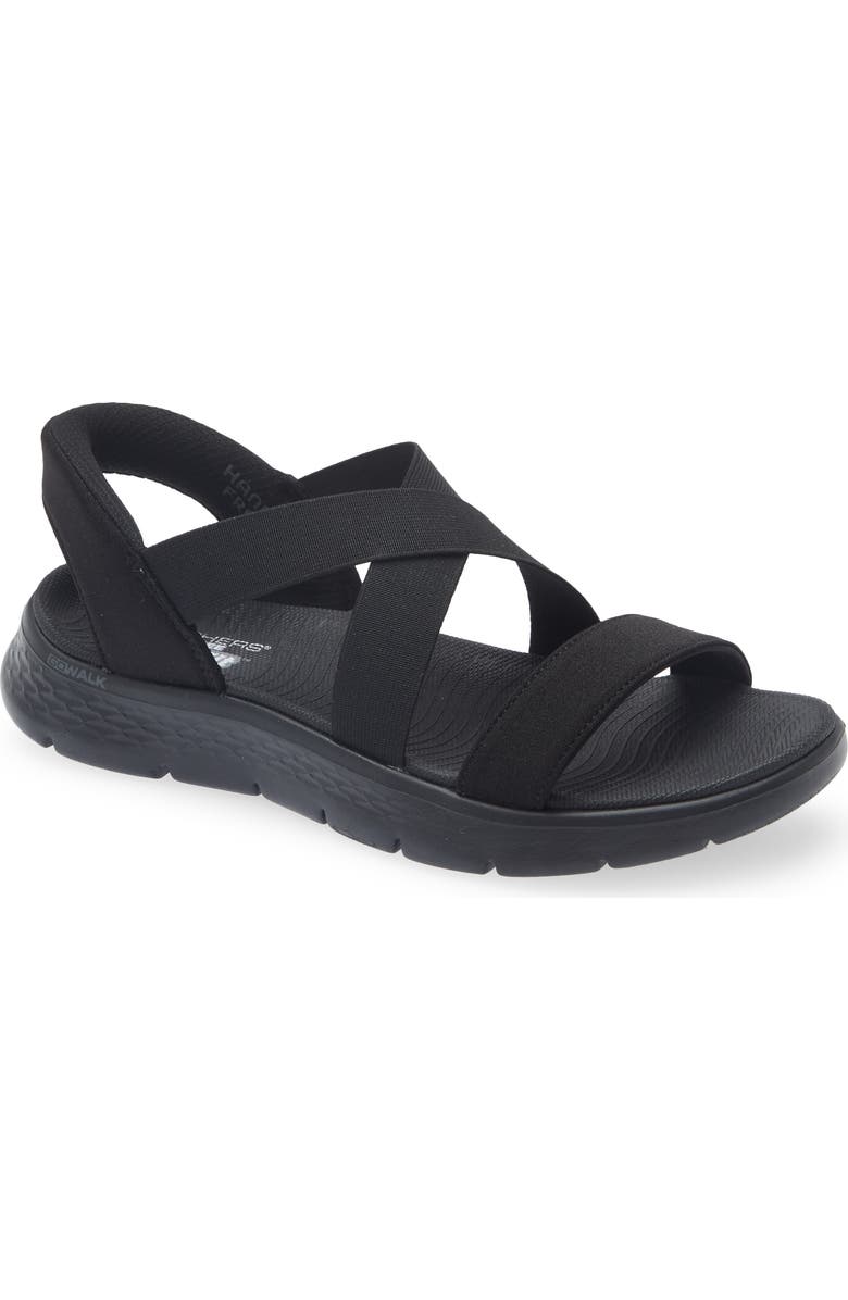 SKECHERS <p>Swift-Fit Go Walk Flex Glimmer Up Sandal (Women)</p>, Main, color, Black