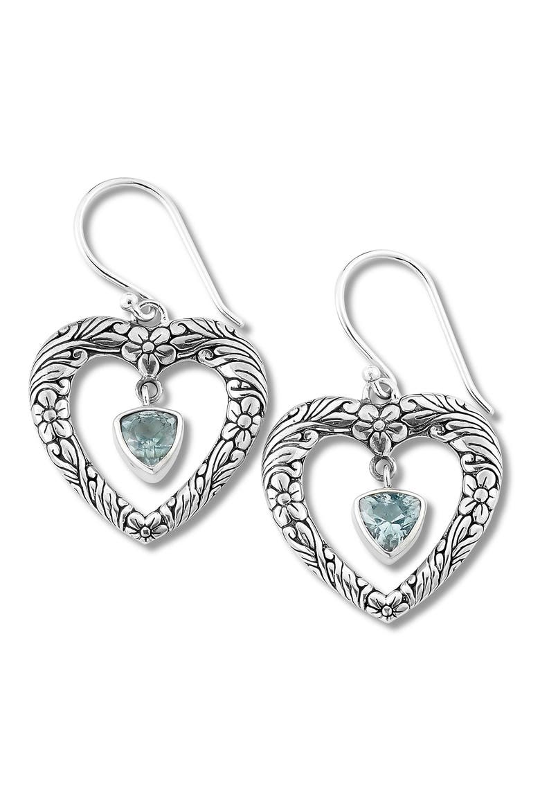 Blue Topaz Heart Drop Earrings, Main, color, BLUE