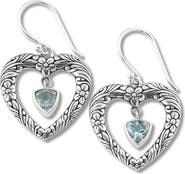 SAMUEL B. Blue Topaz Heart Drop Earrings