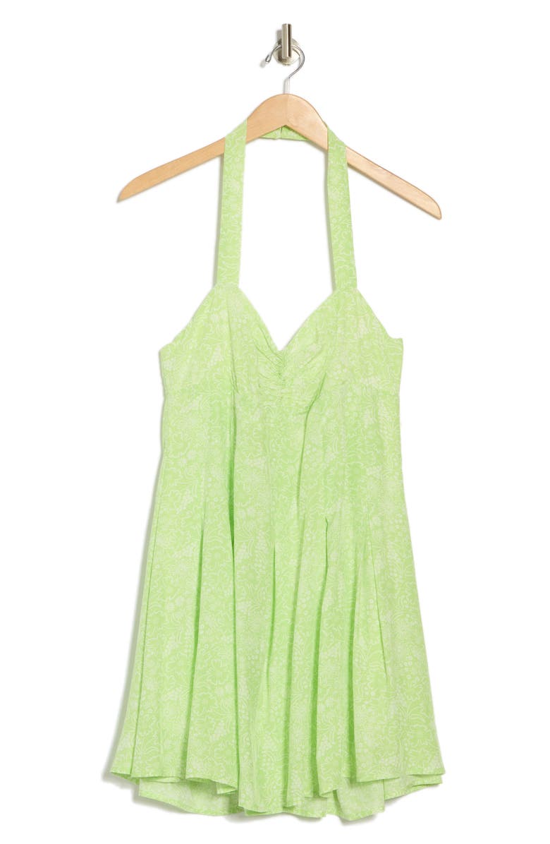 Lush Halter Pleat Flare Minidress, Alternate, color, Lime Ivory