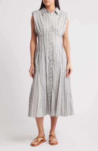 ZOE AND CLAIRE Stripe Sleeveless Shirtdress