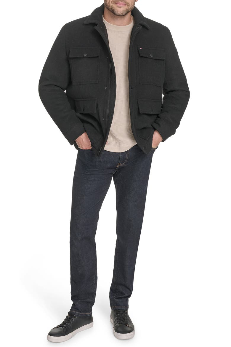 Field Jacket with Laydown Collar, Alternate, color, BLACK