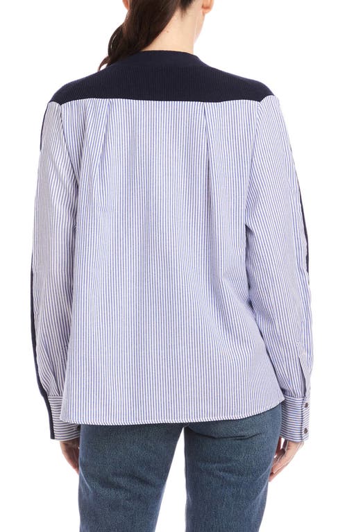 Fifteen Twenty Celine Mixed Media Cardigan In Blue