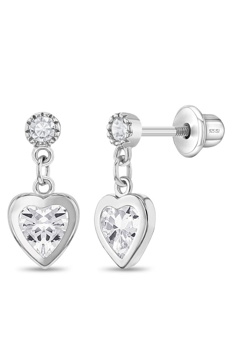 In Season Jewelry My First Dangle Hearts Girl Earrings, Main, color, Silver