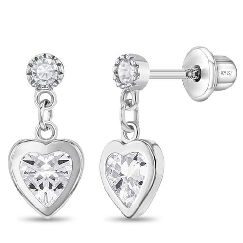 In Season Jewelry My First Dangle Hearts Girl Earrings in Silver at Nordstrom