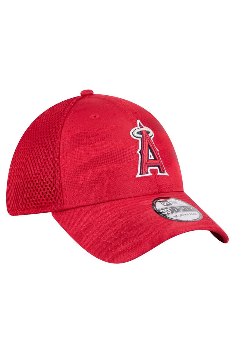 Men's New Era Red Los Angeles Angels Subtle Camo 39THIRTY Flex Hat, Alternate, color, Red