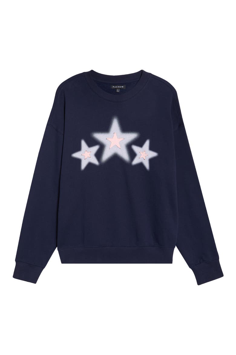 3 Stars Cotton Blend Sweatshirt, Alternate, color, NAVY