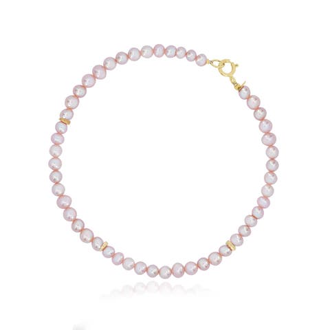 Pink Pearl Round Bead Bracelet