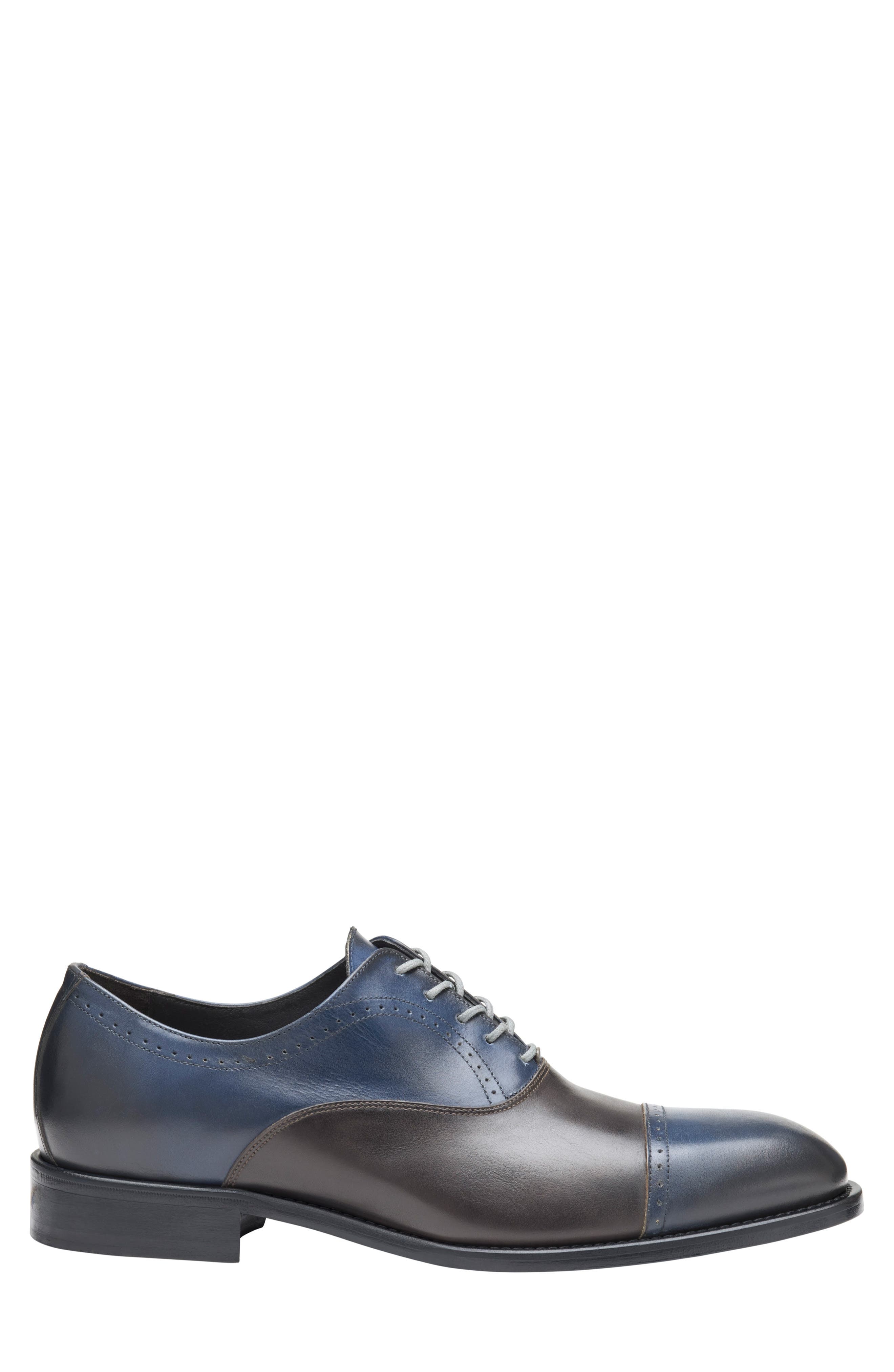 Johnston & Murphy Ellsworth Cap Toe Oxford, Alternate, color, Navy/Brown Italian Calfskin