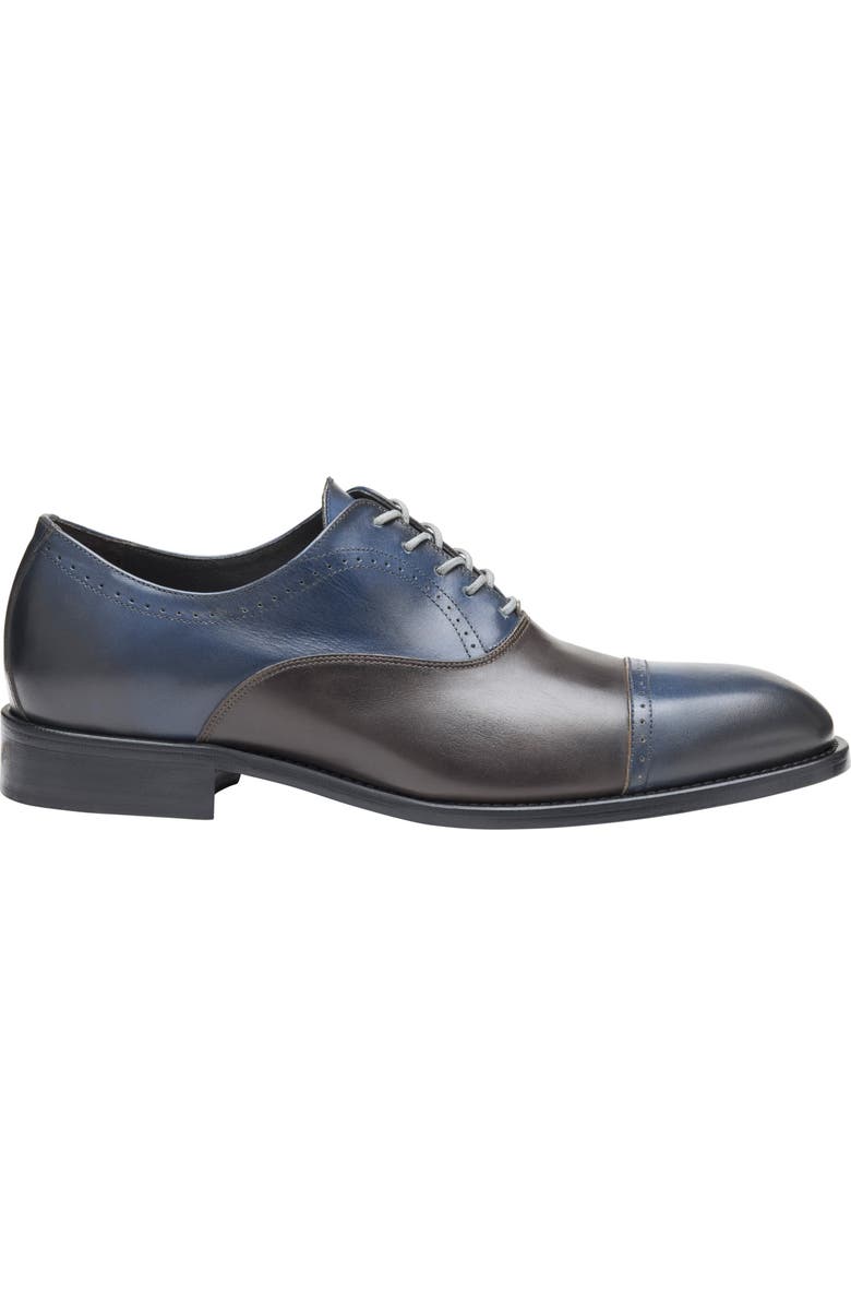 Johnston & Murphy Ellsworth Cap Toe Oxford, Alternate, color, Navy/Brown Italian Calfskin