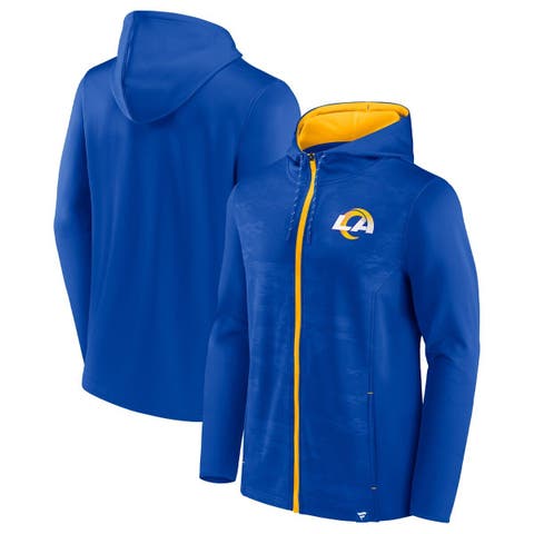 Men's Fanatics Branded Royal/Gold Los Angeles Rams Ball Carrier Full-Zip Hoodie