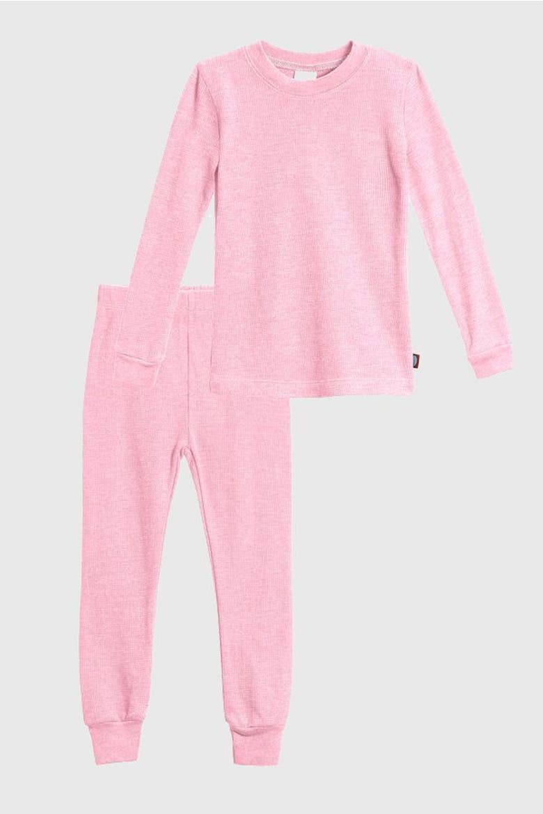 Girls Soft & Cozy Thermal Long Johns 2-Piece Set, Alternate, color, Bright Light Pink