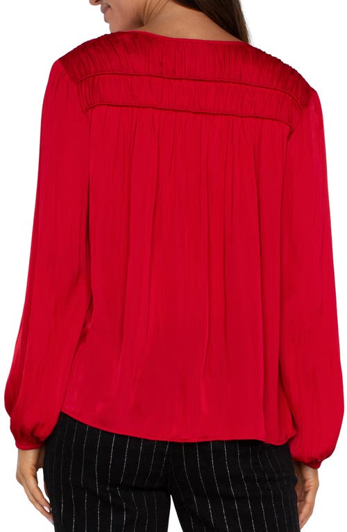 Liverpool Shirred V-neck Top In Red