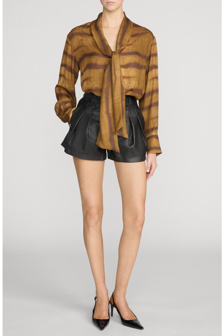 The Structural Leather Shorts, Alternate, color, BLACK
