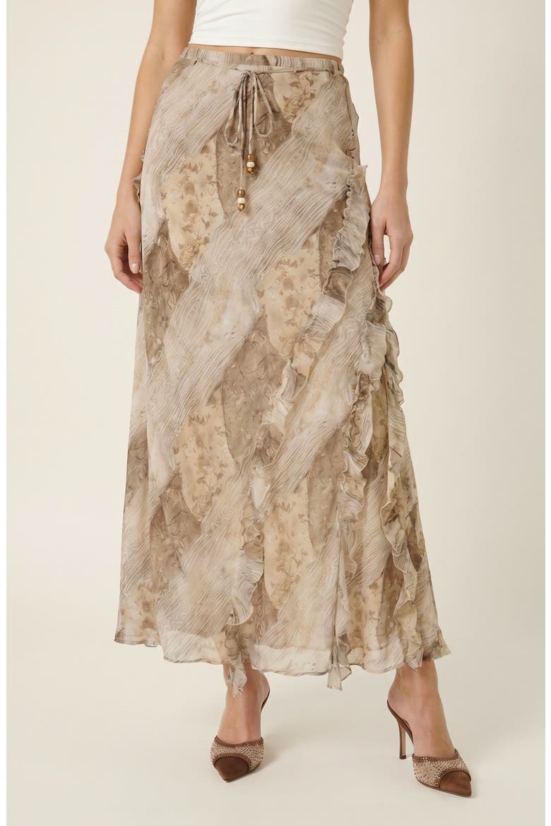 Midi Ruffle Skirt, Main, color, Tan