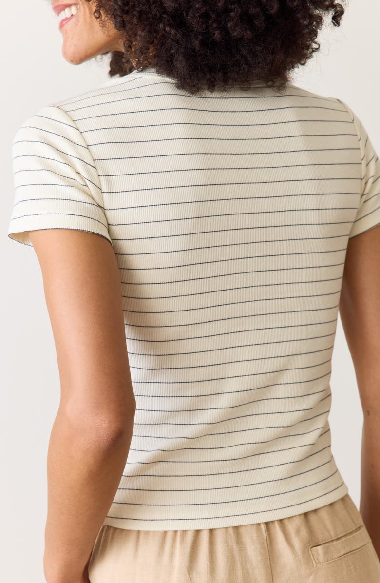 Marine Layer Lexi Sun-In Stripe Rib Crewneck T-Shirt, Alternate, color, Black Stripe/ Off White