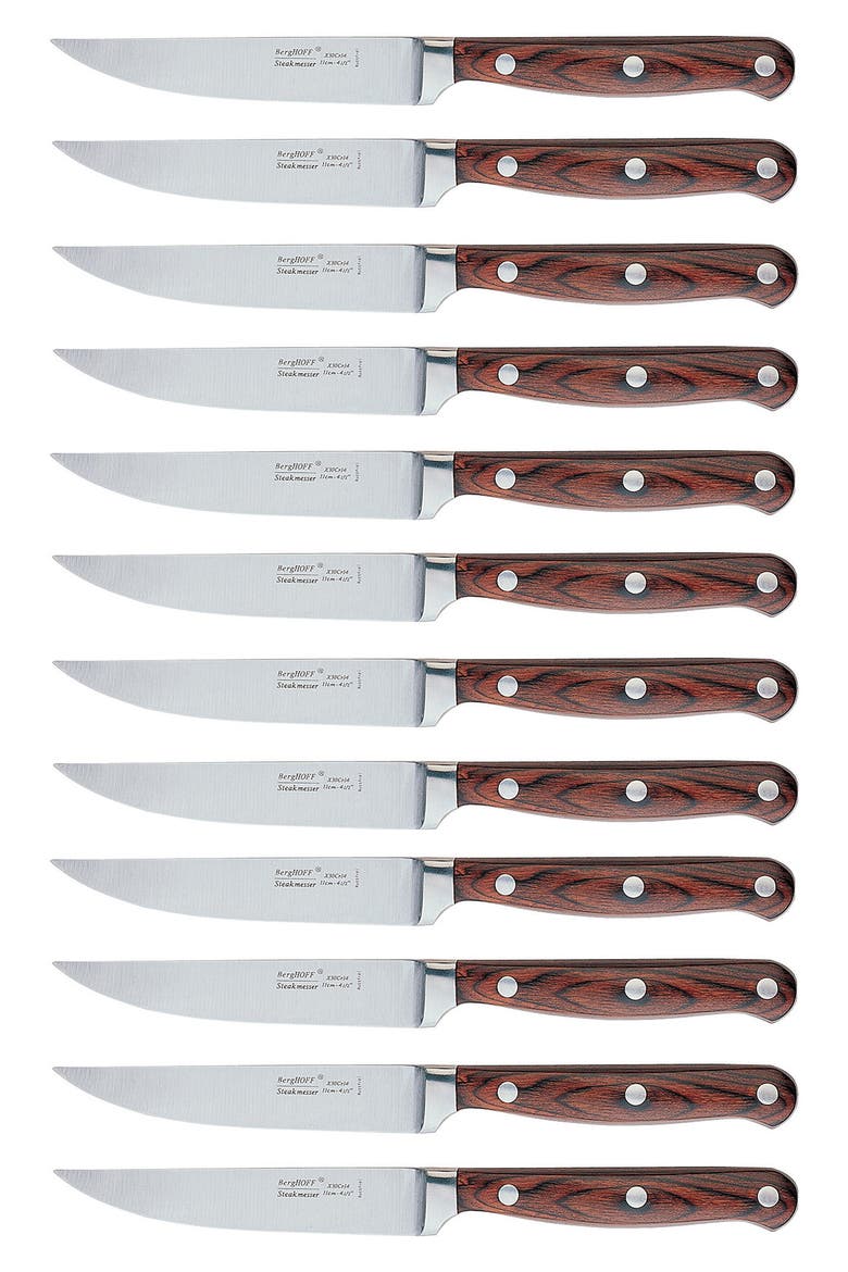 INTERNATIONAL Stainless Steel Steak Knife 12-Piece Set, Main, color, RED