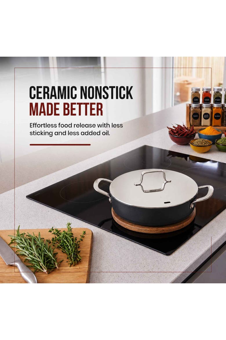 Maestro 3.5-Quart Ceramic Nonstick Sauté Pan with Lid, Alternate, color, Black