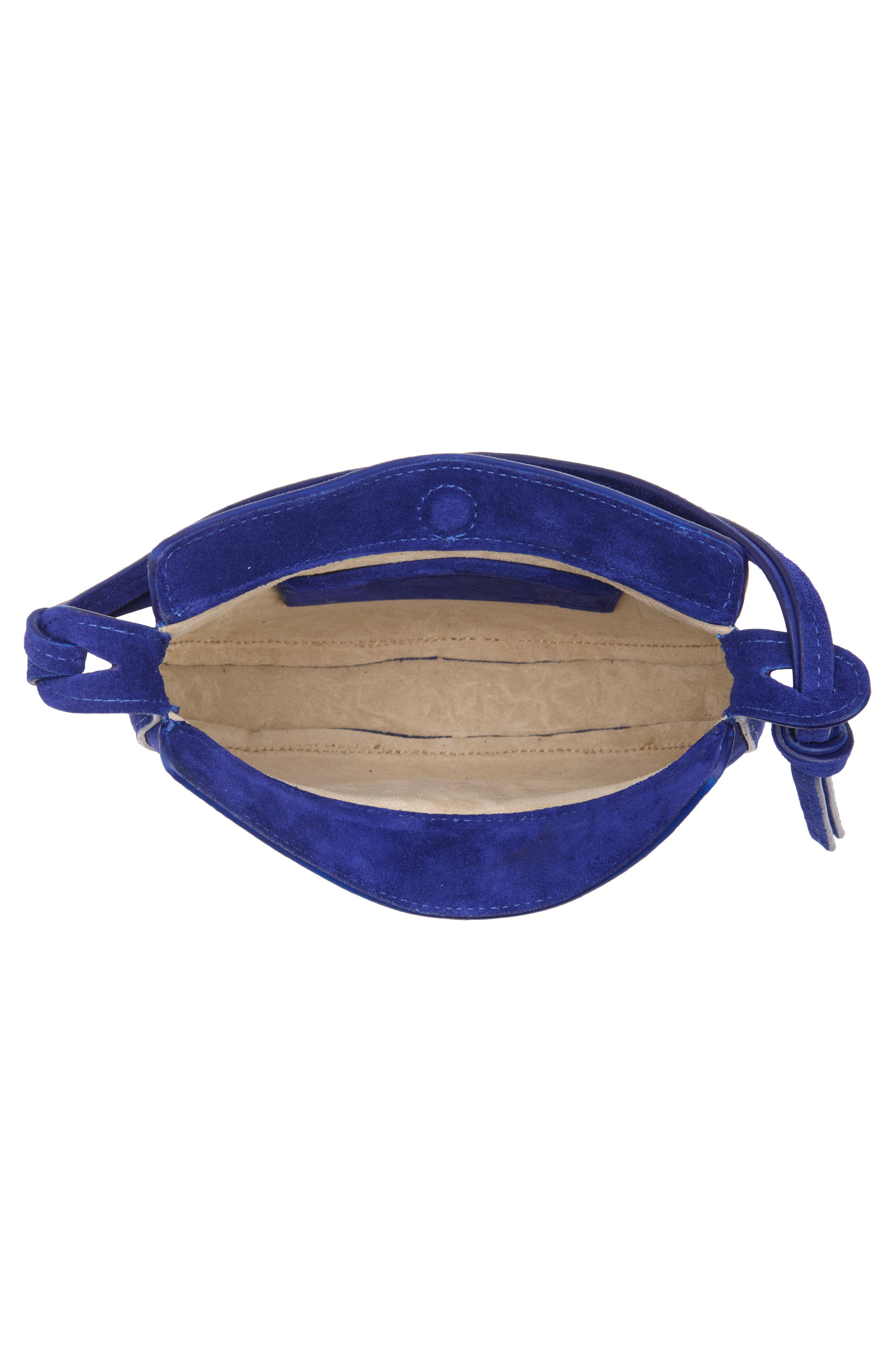 Mini Rosetta Leather Shoulder Bag, Alternate, color, COBALT SUEDE