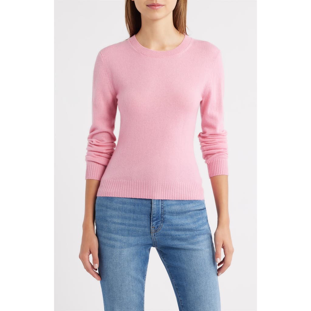 Reformation Lian Crewneck Cashmere Sweater In Pink