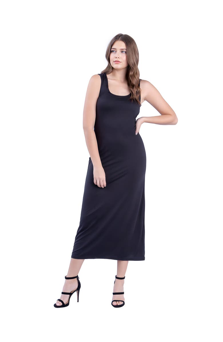 24seven Comfort Apparel Scoop Neck Maxi Dress with Racerback Detail, Main, color, Black