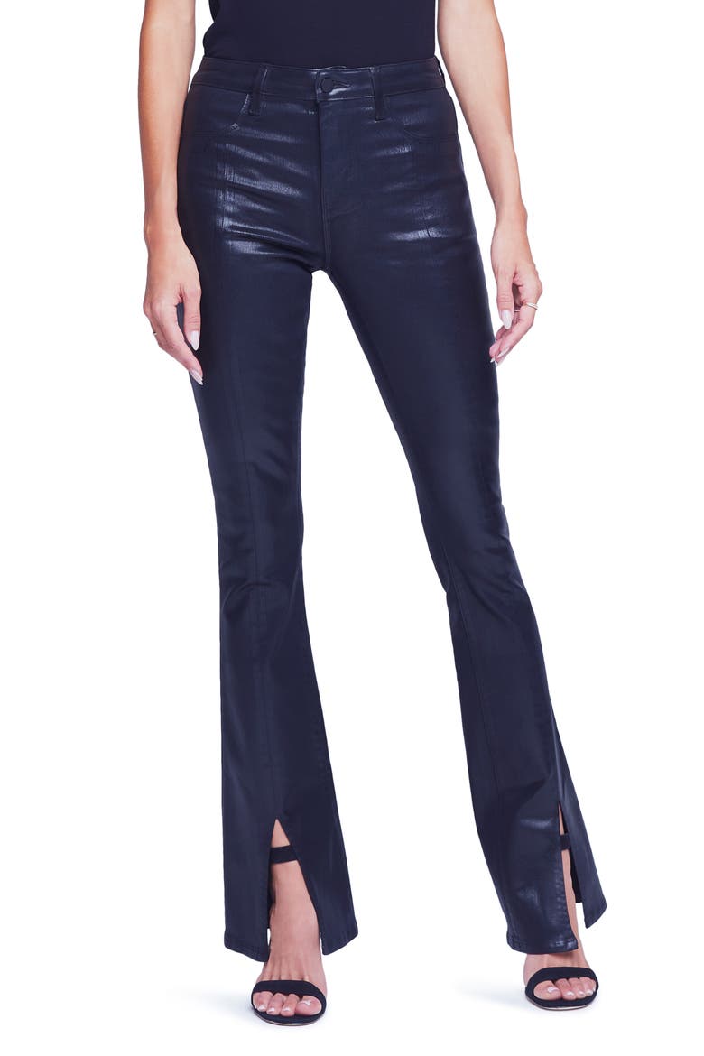 Beatrix Coated Slit Leg Bootcut Jeans, Main, color, NOIR COATED