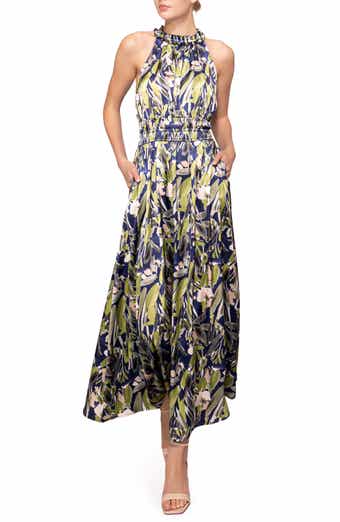 Print Ruffle Sleeveless Maxi Dress