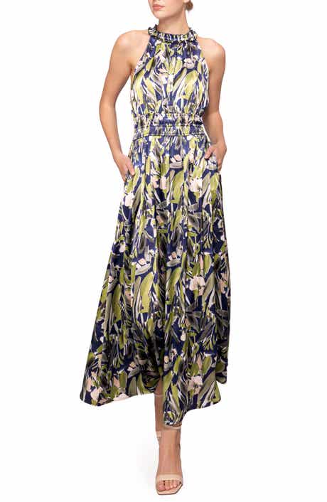 Print Ruffle Sleeveless Maxi Dress