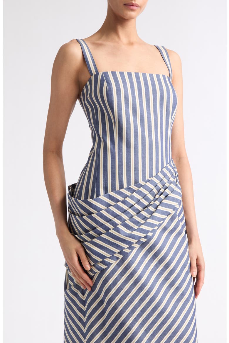 Stripe Draped Cotton Sundress, Alternate, color, BLUE MULTI