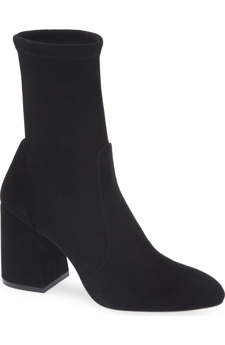 Stuart Weitzman Essentialist Stretch Bootie, Main, color, Black Suede