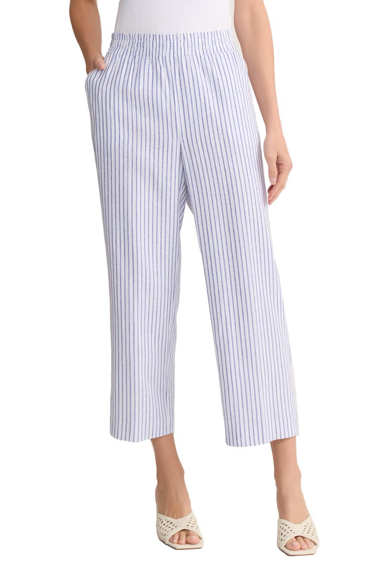 Stripe Pull-On Wide Leg Pants, Main, color, NATURAL WHITE/ LIGHT SAPPHIRE