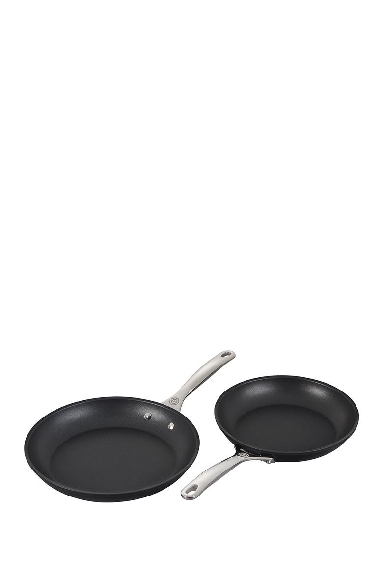 Set of 2 Toughened Nonstick PRO Fry Pans, Alternate, color, BLACK
