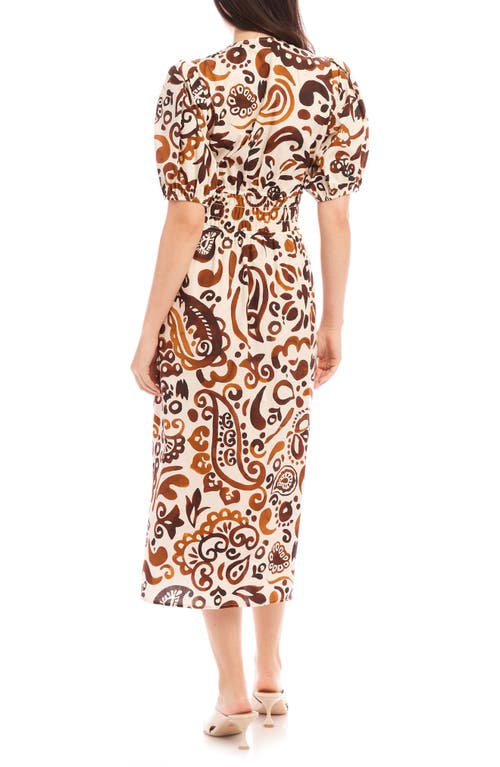 Fifteen Twenty Poppy Mixed Print Cotton Midi Dress In Batik Print