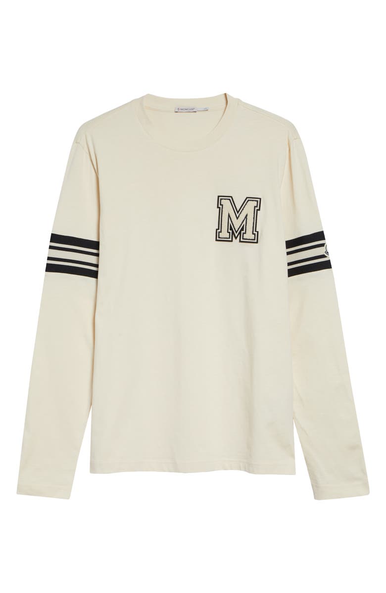 Moncler Logo Patch Long Sleeve T-Shirt, Alternate, color, Antique White