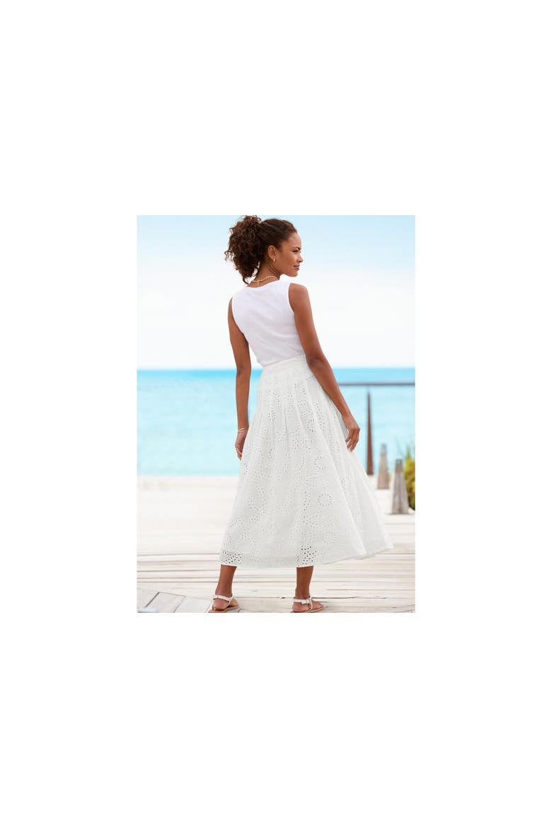 Women's Eyelet Maxi Skirt, Alternate, color, White
