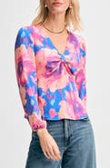 Isaac Mizrahi New York Knot Front Print Top