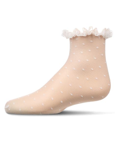 Mesh Dot Pattern Lace Trim Ankle Sock (Baby)