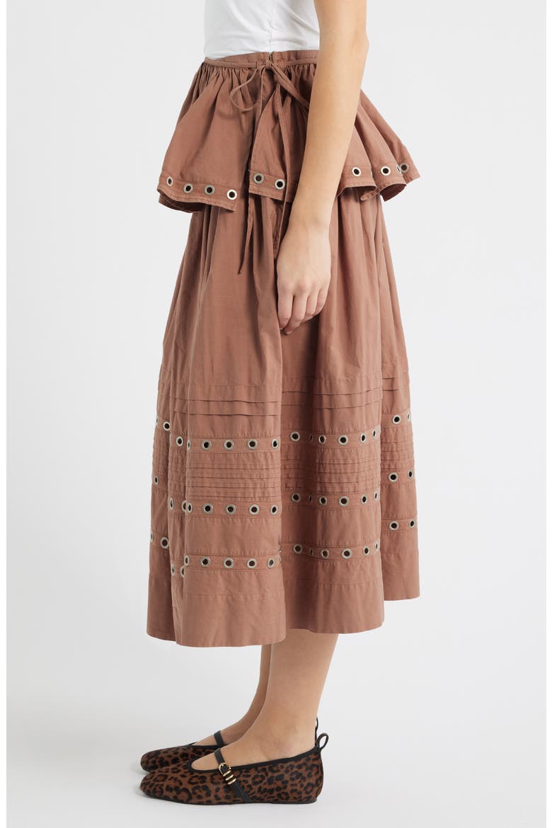 Anika Ruffle Grommet Organic Cotton Maxi Skirt, Alternate, color, TAN