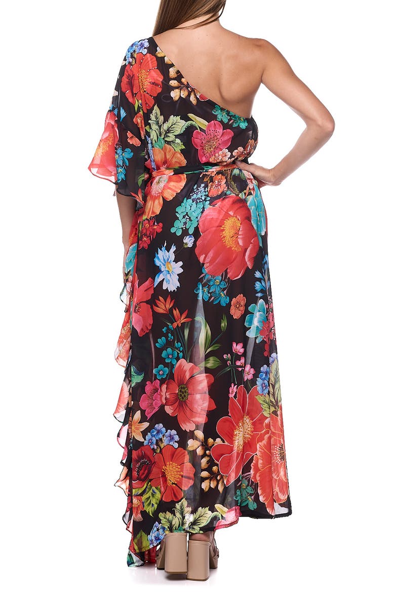 One-Shoulder Cover-Up Maxi Dress, Alternate, color, BLACK