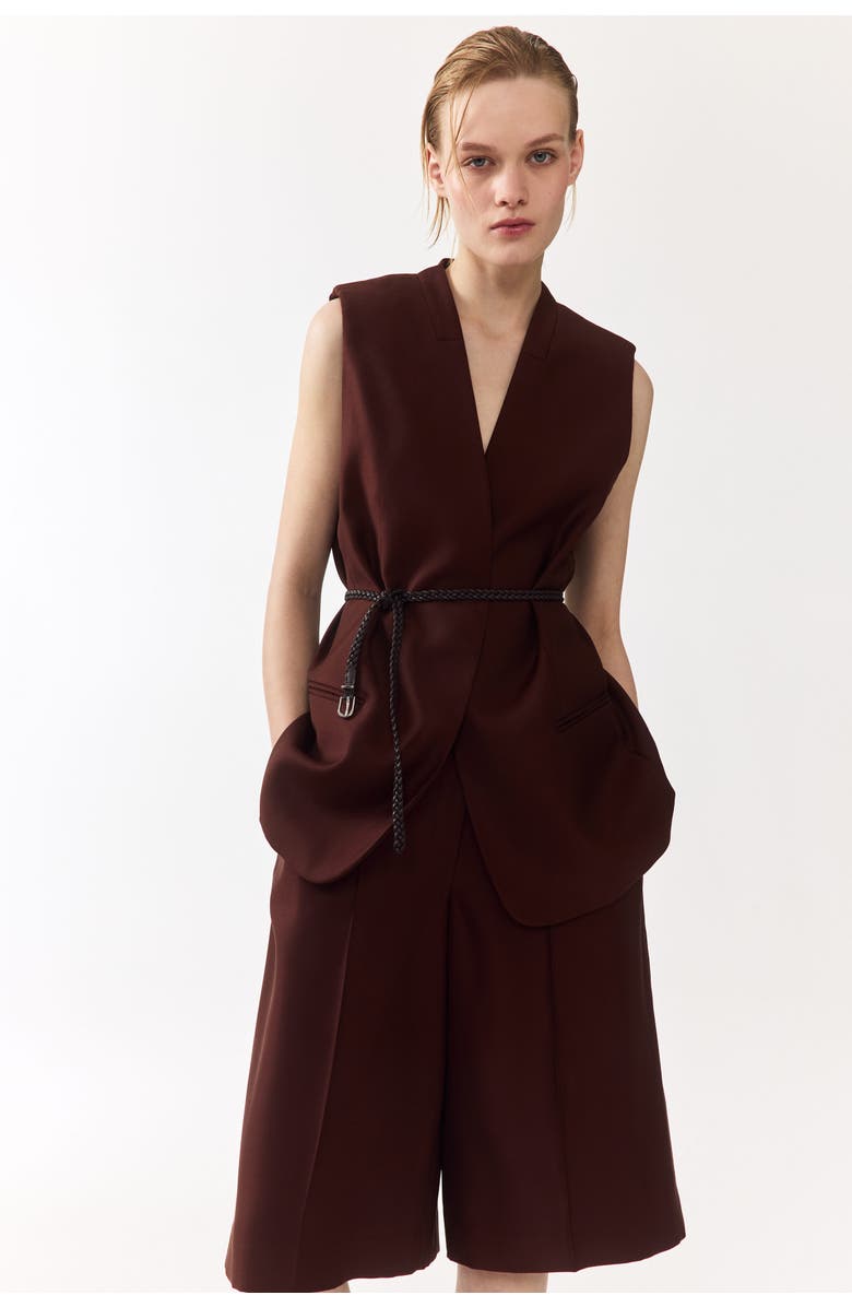 H&M Belted Waistcoat, Alternate, color, Dark Brown