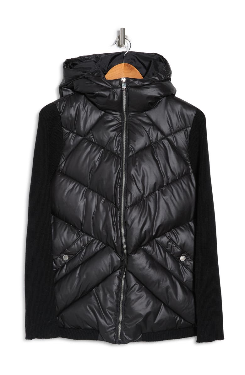 Kenneth Cole New York Chevron Puffer & Knit Sleeve Jacket, Alternate, color, 