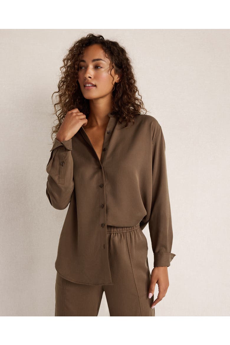 The Daily Shirt in Drapey Twill, Main, color, Deep Mocha