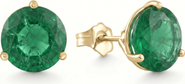 Bliss Diamond 5Ct Round Emerald Studs 9mm Women's 14k Earring 3 Prong Martini Lab Grown