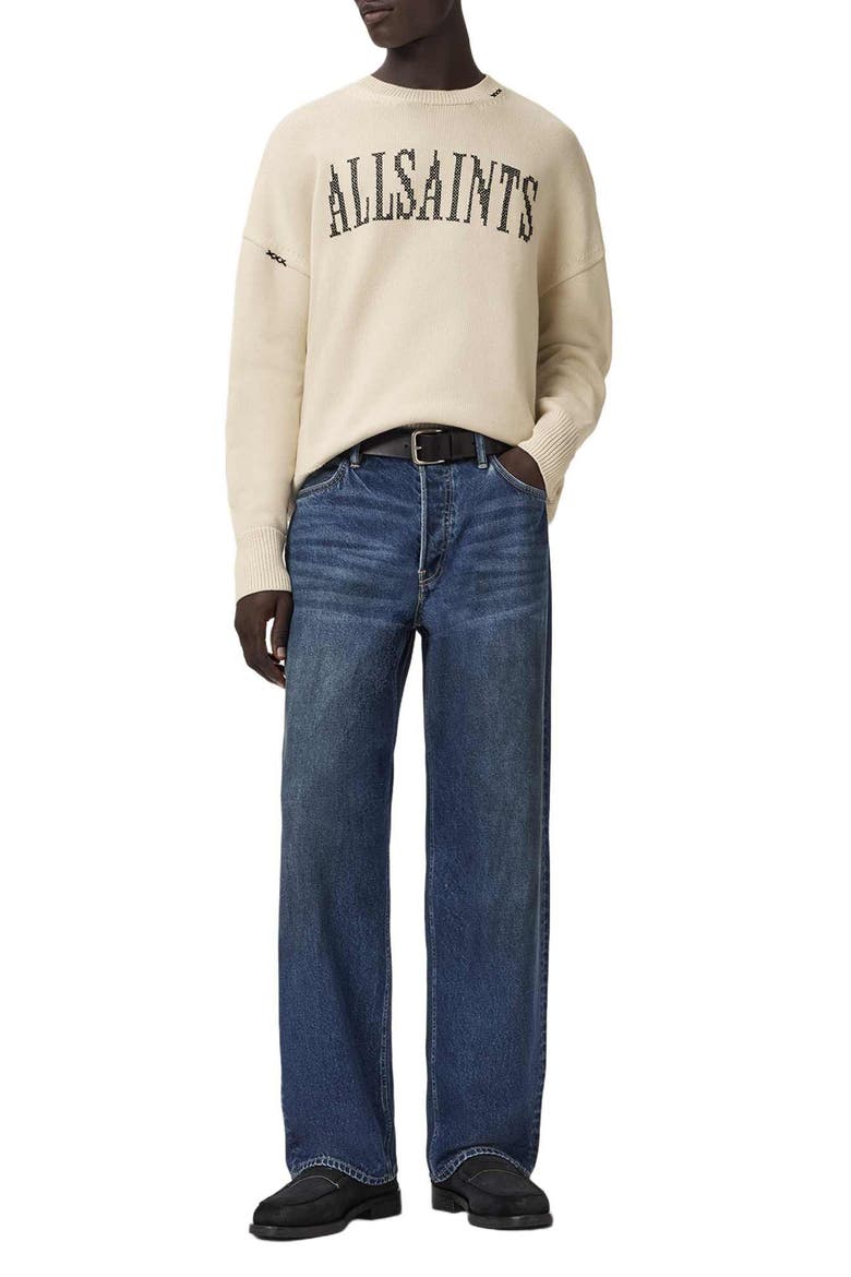 Crossed Logo Intarsia Crewneck Sweater, Alternate, color, ECRU WHITE