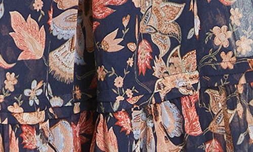 Shop Sam Edelman Clarice Floral Print Long Sleeve Midi Dress In Navy-new Bloom