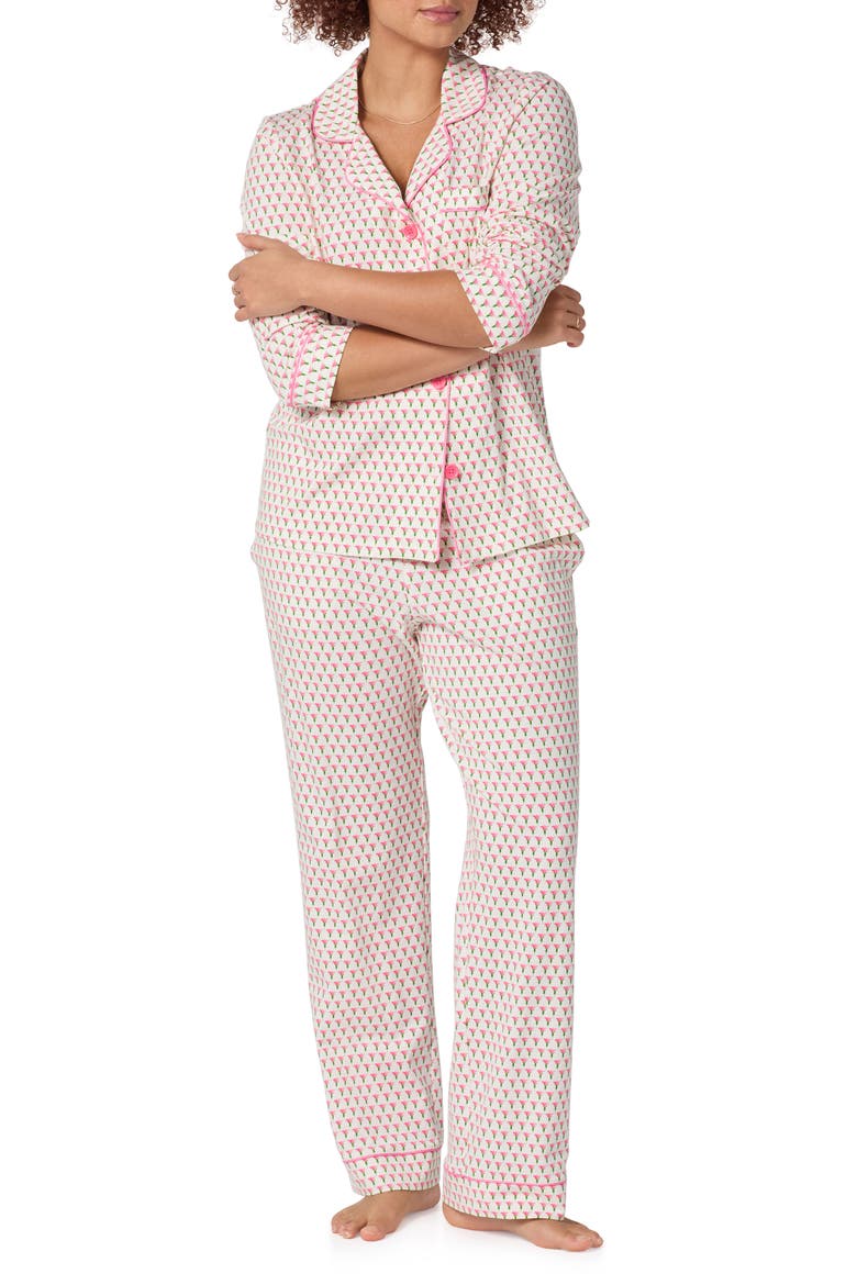 Stretch Cotton Jersey Pajamas, Alternate, color, BLOSSOM GEO