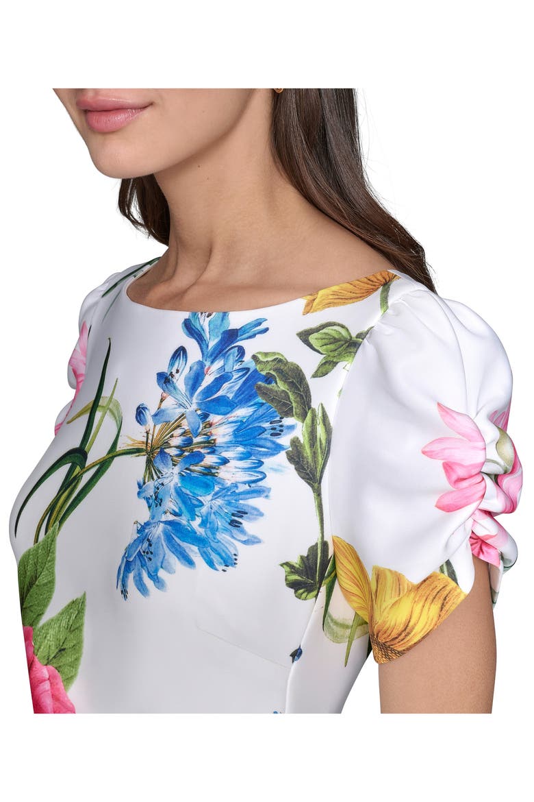 Printed Scuba Sheath Dress, Alternate, color, SOFT WHITE MULTI